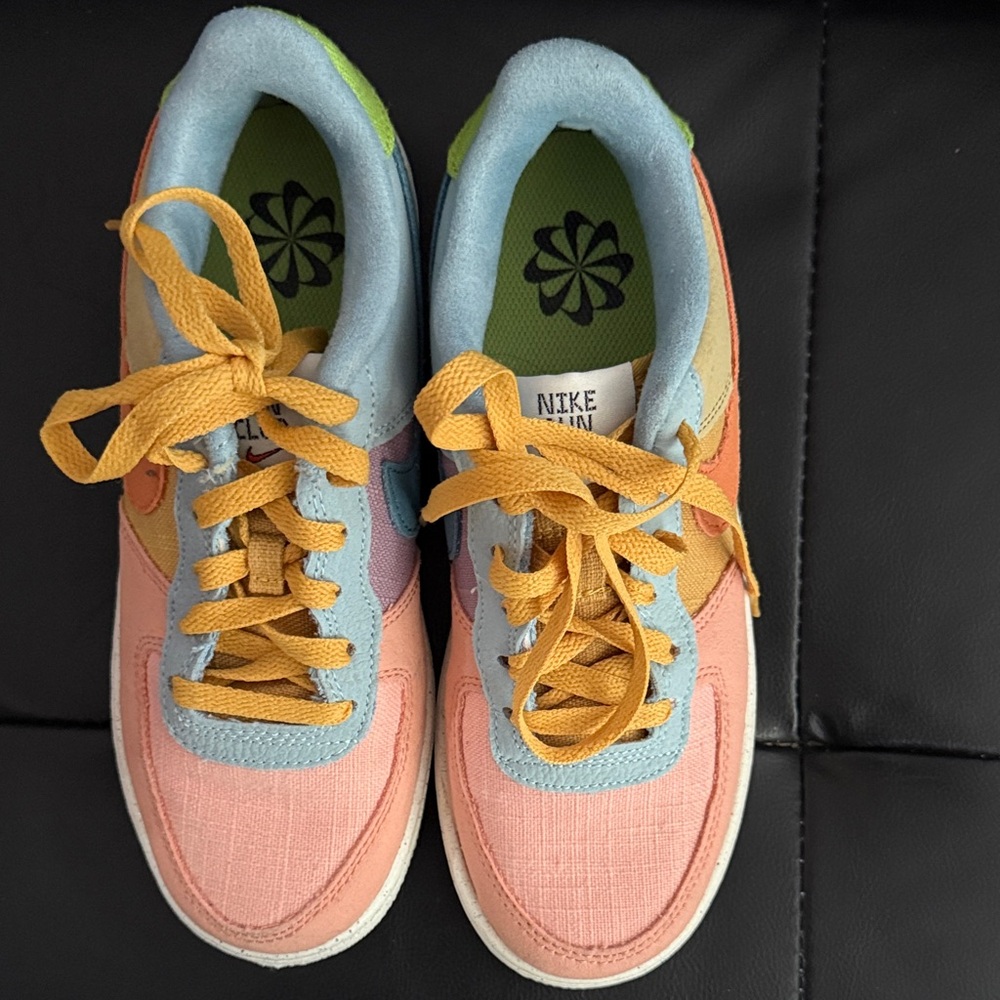 Nike Kids Colorblock Low-Top Sneakers in Pink, Light Blue & Yellow